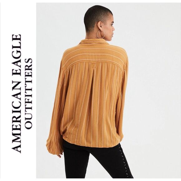 American Eagle Button Down Tie Front Top - Picture 2 of 10